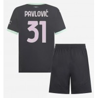 Fotballdrakt Barn AC Milan Strahinja Pavlovic #31 Tredjedraktsett 2024-25 Kortermet (+ Korte bukser)